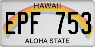 HI license plate EPF753