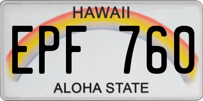 HI license plate EPF760