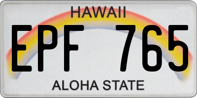 HI license plate EPF765
