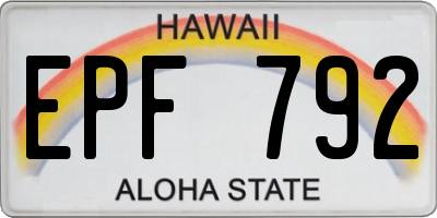 HI license plate EPF792
