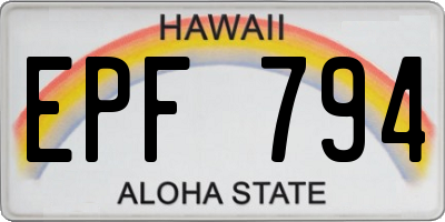 HI license plate EPF794