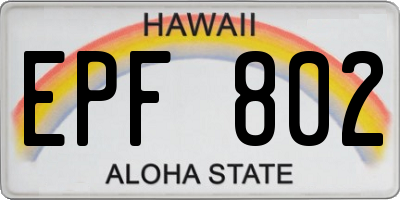 HI license plate EPF802