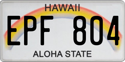 HI license plate EPF804