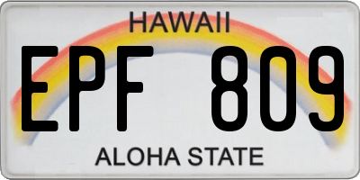 HI license plate EPF809