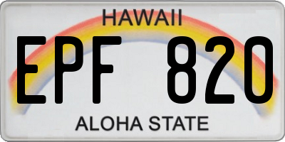 HI license plate EPF820