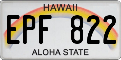 HI license plate EPF822