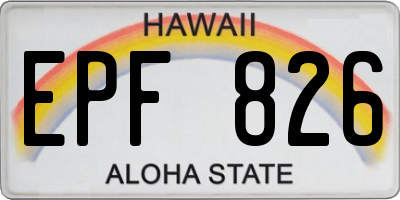 HI license plate EPF826