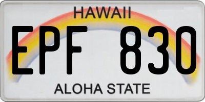 HI license plate EPF830