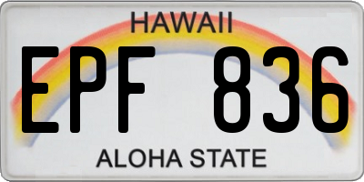 HI license plate EPF836