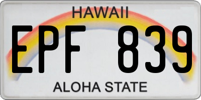 HI license plate EPF839