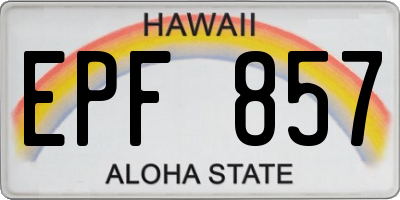 HI license plate EPF857