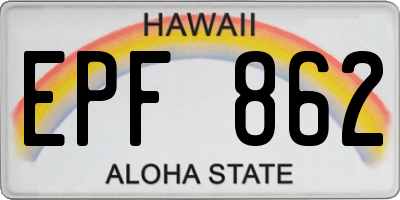 HI license plate EPF862