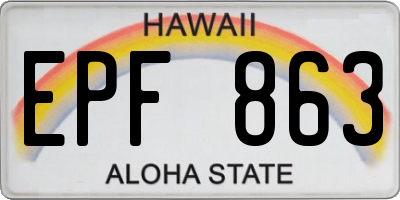 HI license plate EPF863