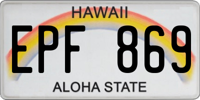 HI license plate EPF869