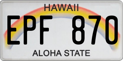 HI license plate EPF870