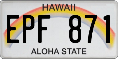 HI license plate EPF871