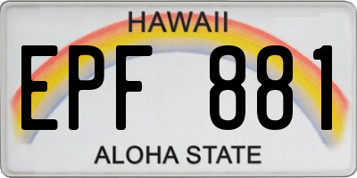 HI license plate EPF881