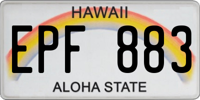 HI license plate EPF883