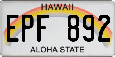 HI license plate EPF892