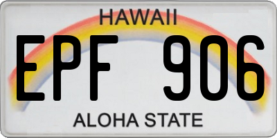 HI license plate EPF906