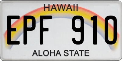 HI license plate EPF910