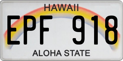 HI license plate EPF918