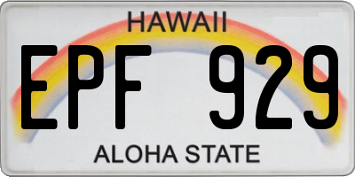 HI license plate EPF929