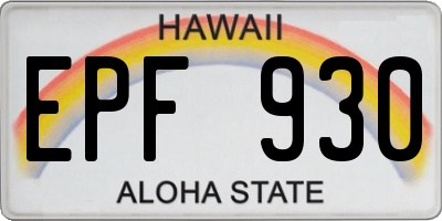 HI license plate EPF930