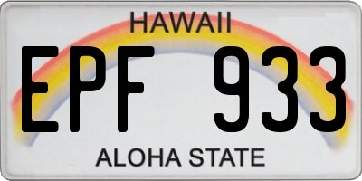 HI license plate EPF933