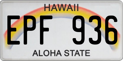 HI license plate EPF936