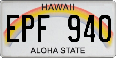 HI license plate EPF940