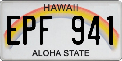 HI license plate EPF941