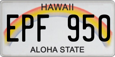 HI license plate EPF950