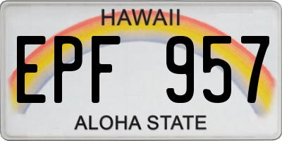 HI license plate EPF957
