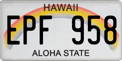 HI license plate EPF958
