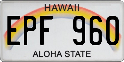 HI license plate EPF960
