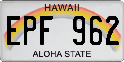 HI license plate EPF962