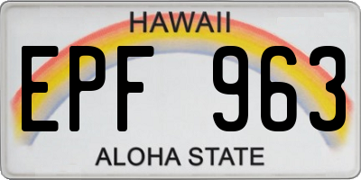 HI license plate EPF963