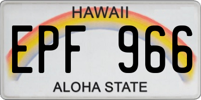 HI license plate EPF966