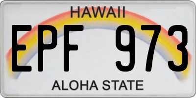 HI license plate EPF973