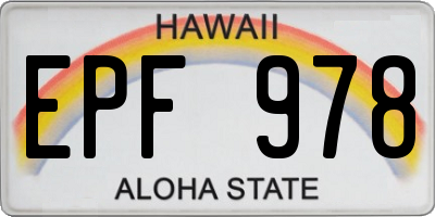 HI license plate EPF978