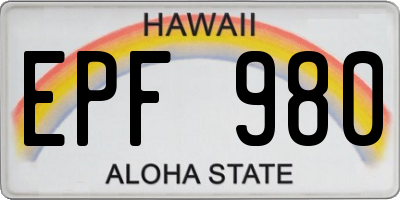 HI license plate EPF980