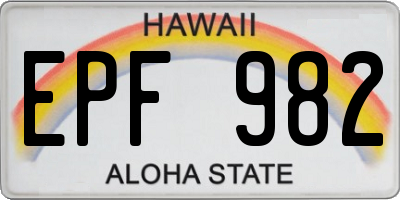 HI license plate EPF982