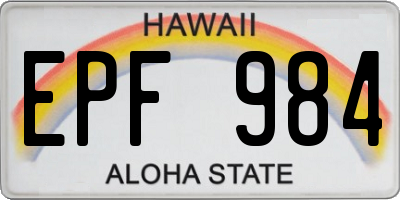 HI license plate EPF984