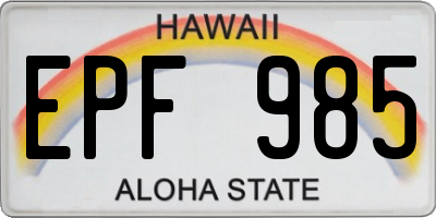 HI license plate EPF985
