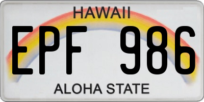 HI license plate EPF986