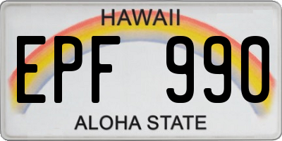 HI license plate EPF990