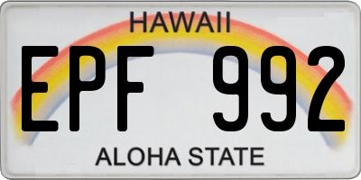HI license plate EPF992