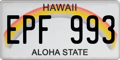 HI license plate EPF993