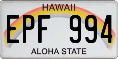 HI license plate EPF994